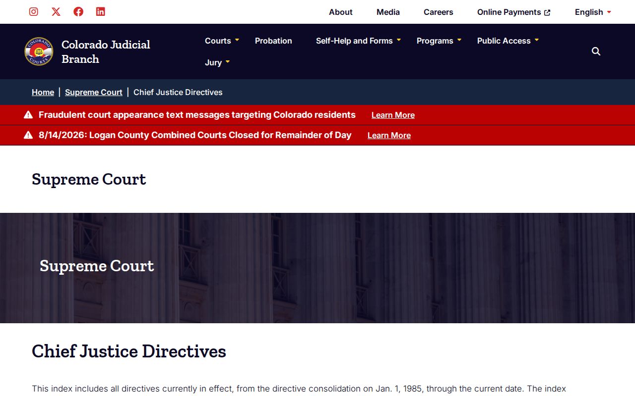 Official directives governing Adams County civil court docket access