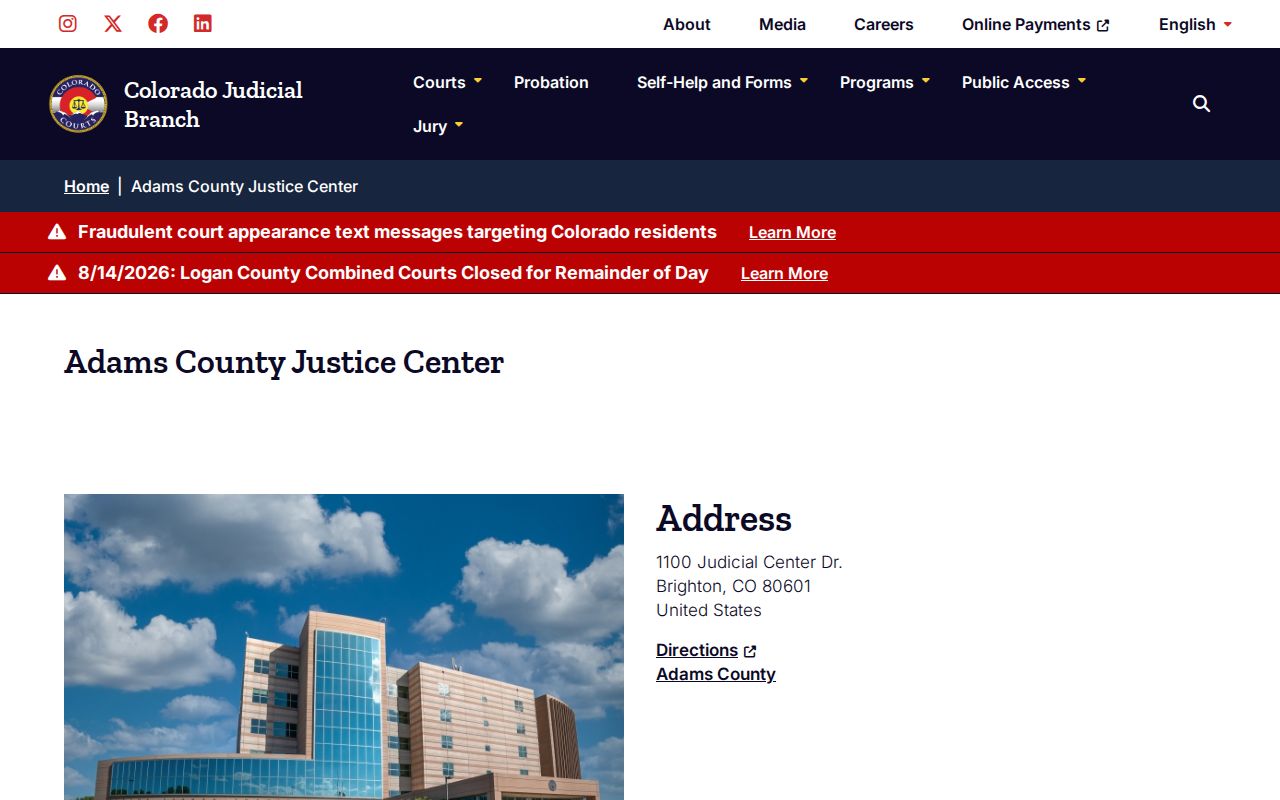 Adams County court docket clerk contact page