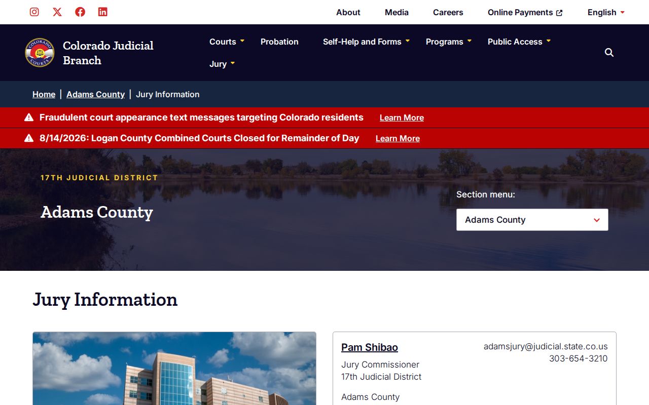 Adams County court schedule jury reporting