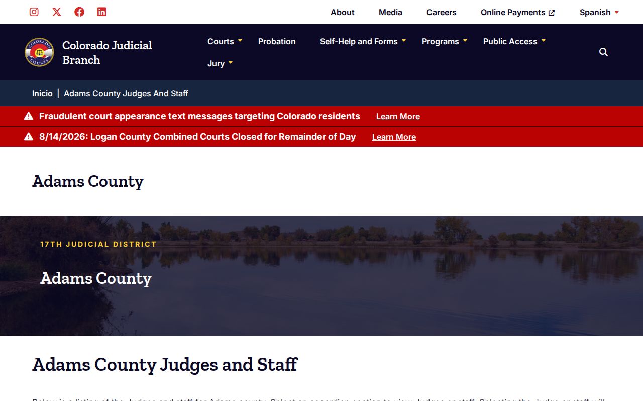 Adams County court schedule judges directory