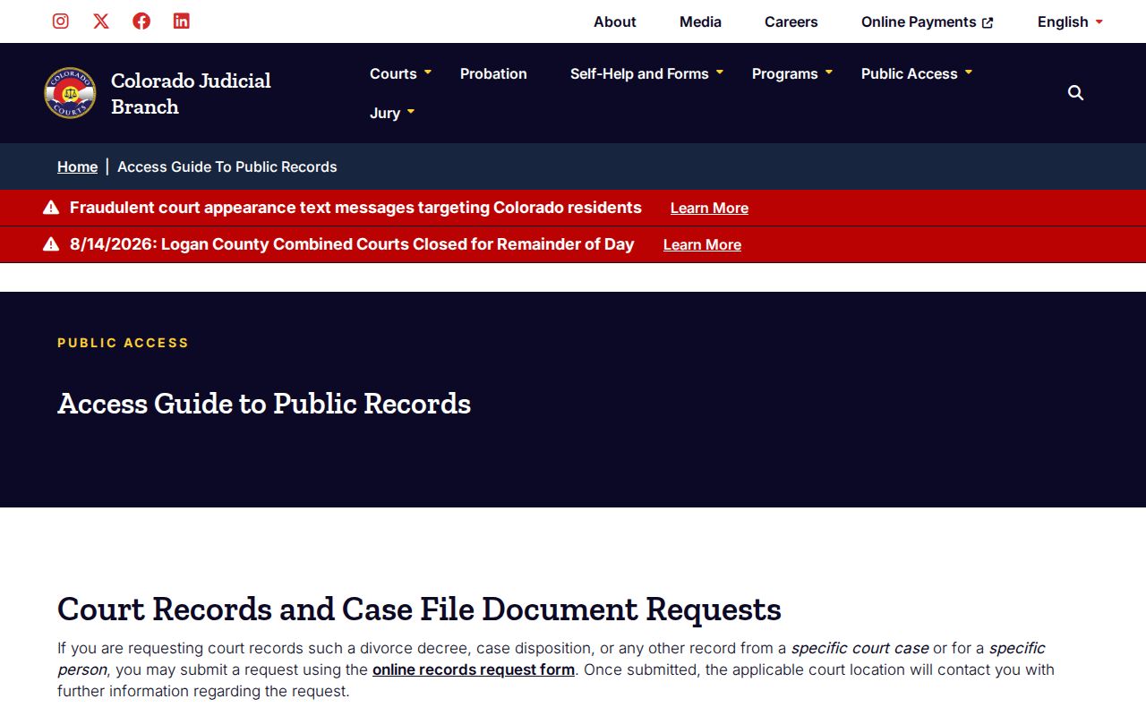 Adams County court records public access guide